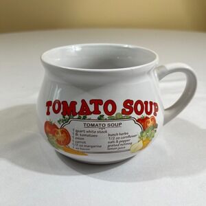 Vintage Dat'l Do-It Tomato Soup Mug Recipe Bowl Retro Ceramic Cottagecore